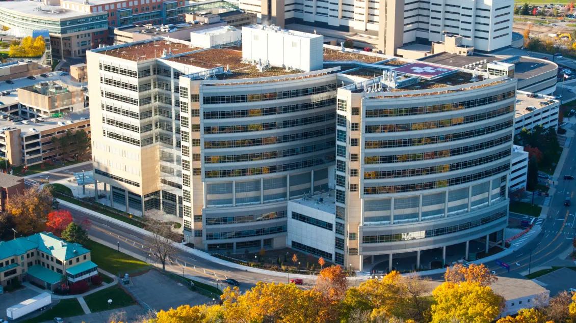 Aerial view of Mott Children's Hospital