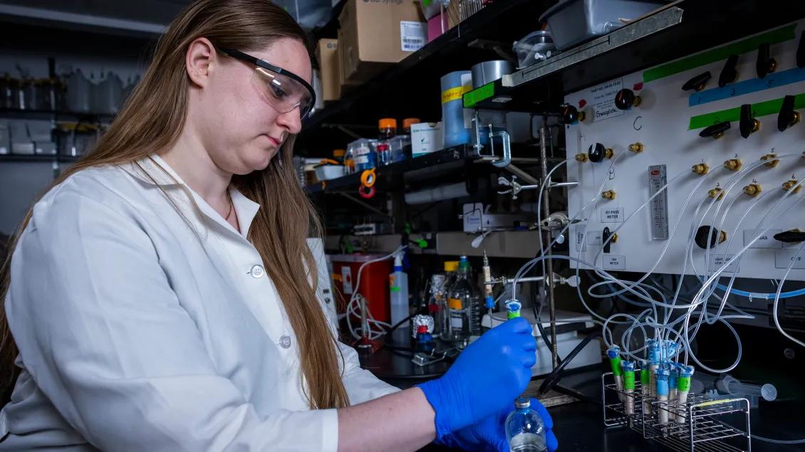 Researcher working in lab