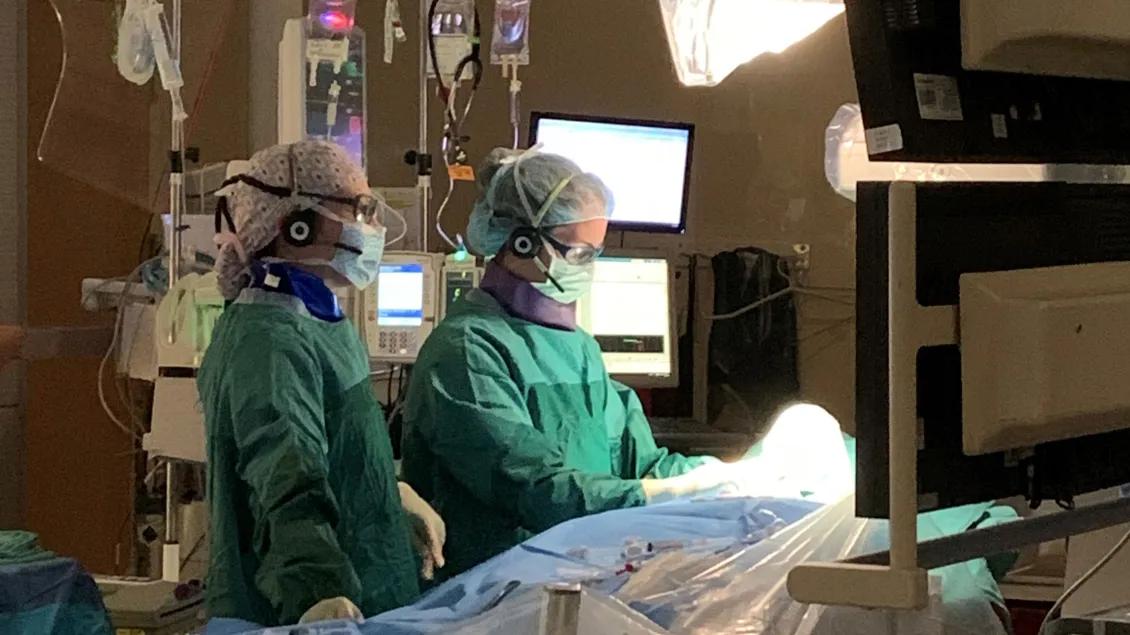 Pediatric cardiology team in operating room
