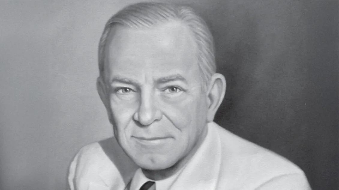 Black and white drawing of Dr. Frederick Coller