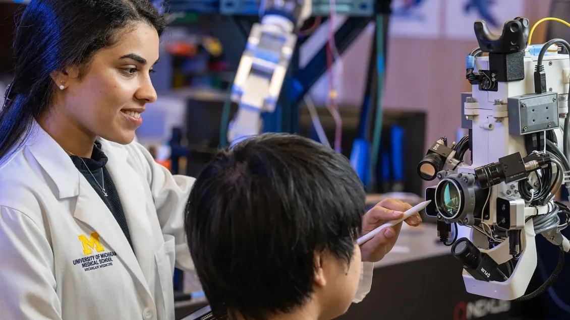 Salma Fleifil, 4th year medical student, in the lab