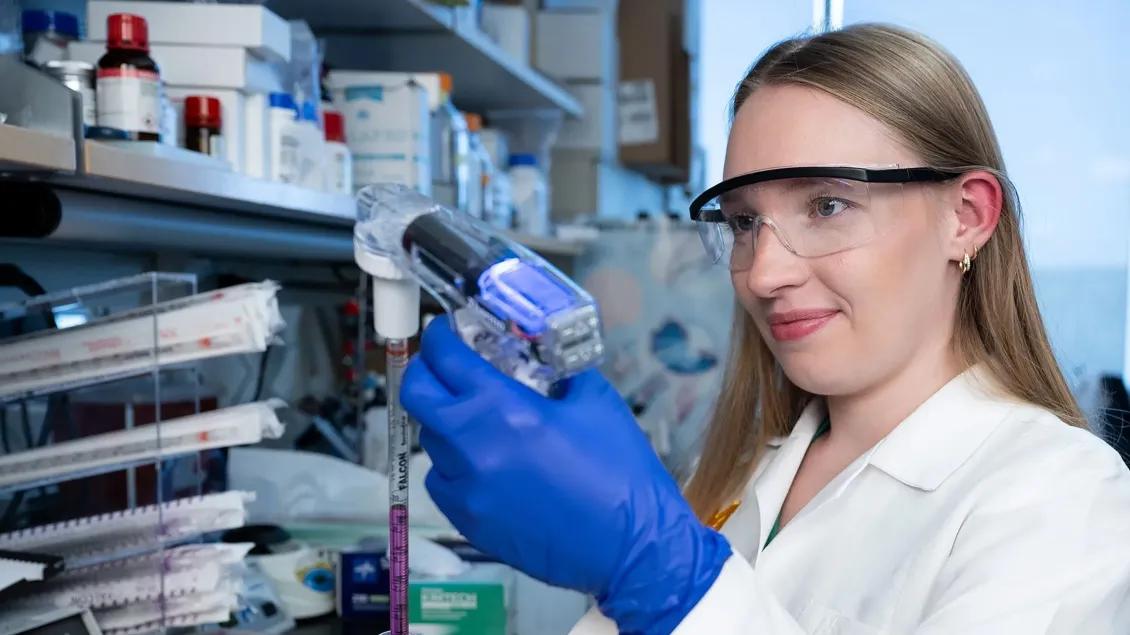 Graduate student Kaitlyn Digsby, B.S. working in the lab