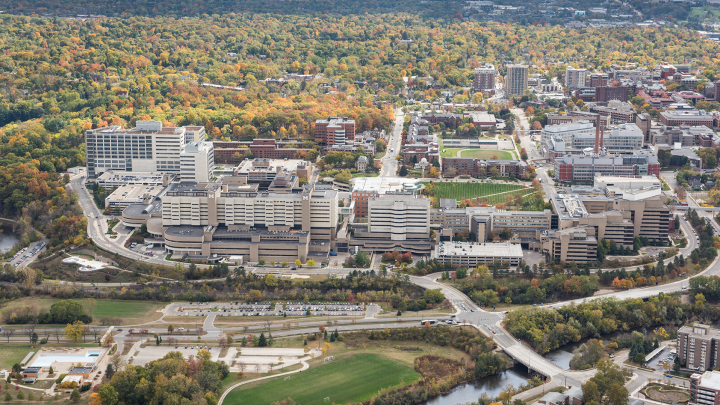 aerial view of the U-M medical campus