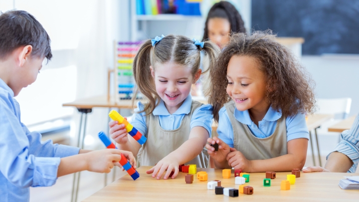 kids in classroom playing