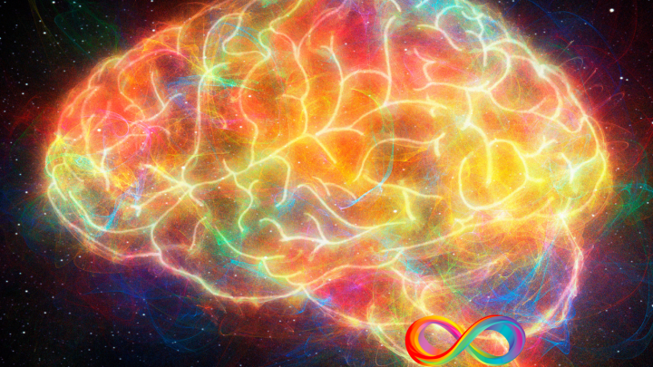 a colorful glowing brain in space