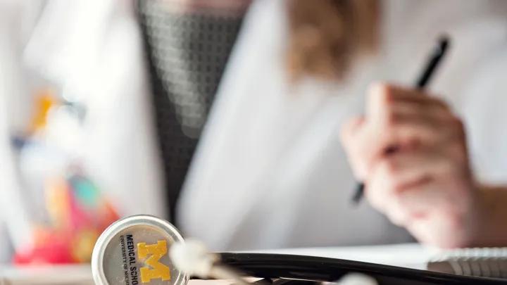 Closeup of a person writing