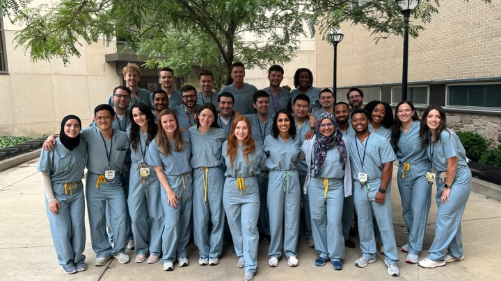 Anesthesiology team members pose for a photo outside