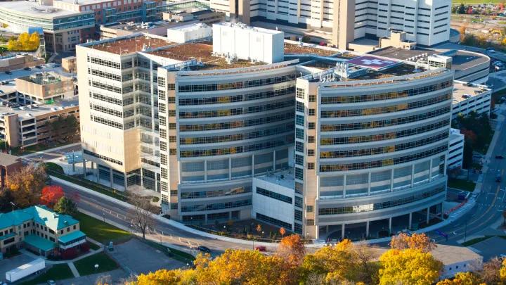 Aerial view of Mott Children's Hospital