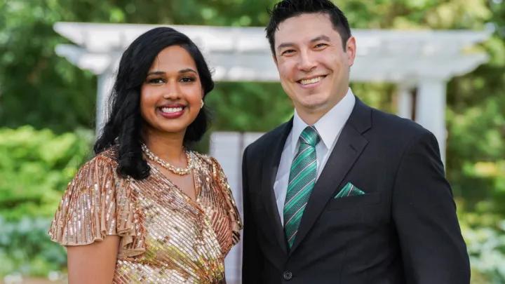 two people smiling 