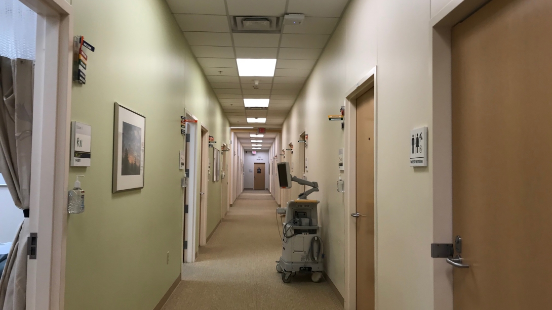 voigtlander hallway with patient rooms on either side 