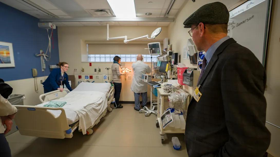 staff viewing emergency critical care center 