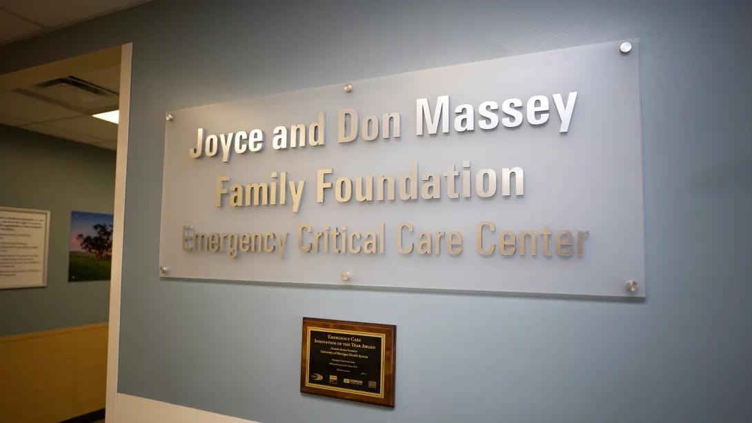 Joyce and don Massey family foundation sign in lobby 
