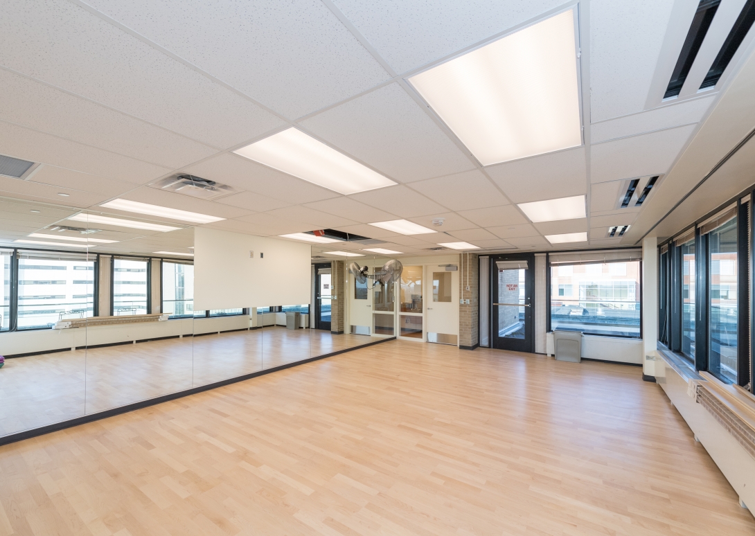 inside of the group exercise room 