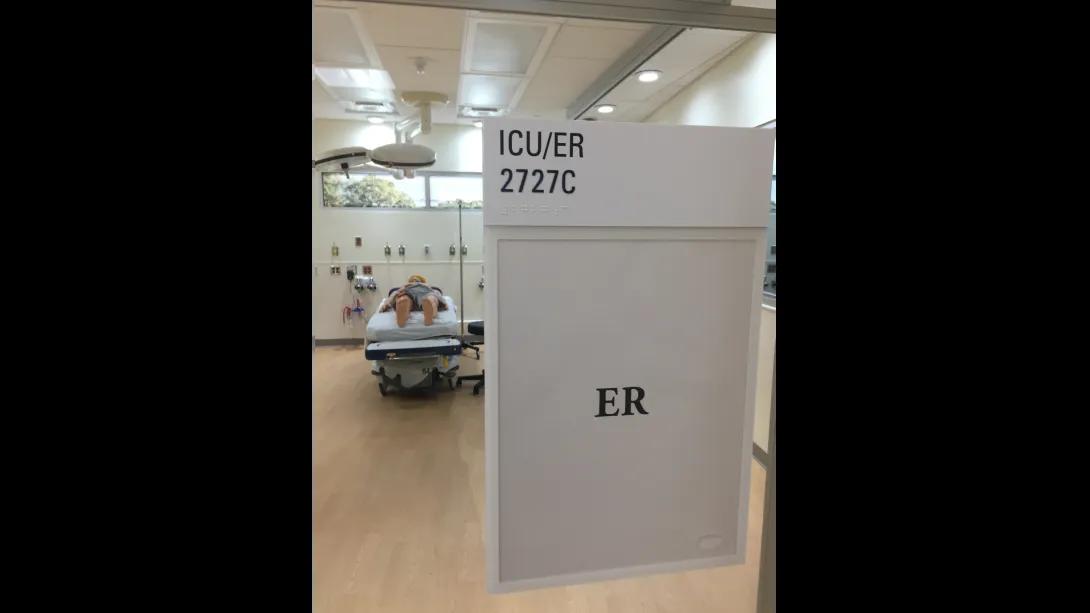 Simulated Intensive Care Unit and Emergency Room with dummy patient on bed