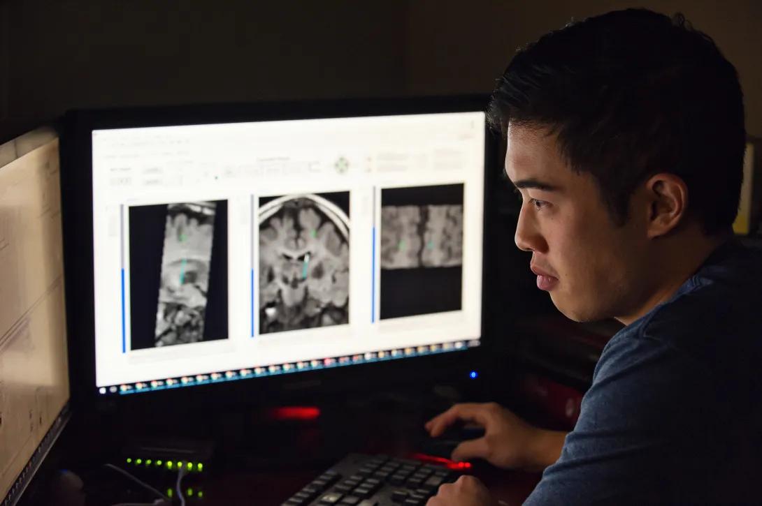 Student working on computer