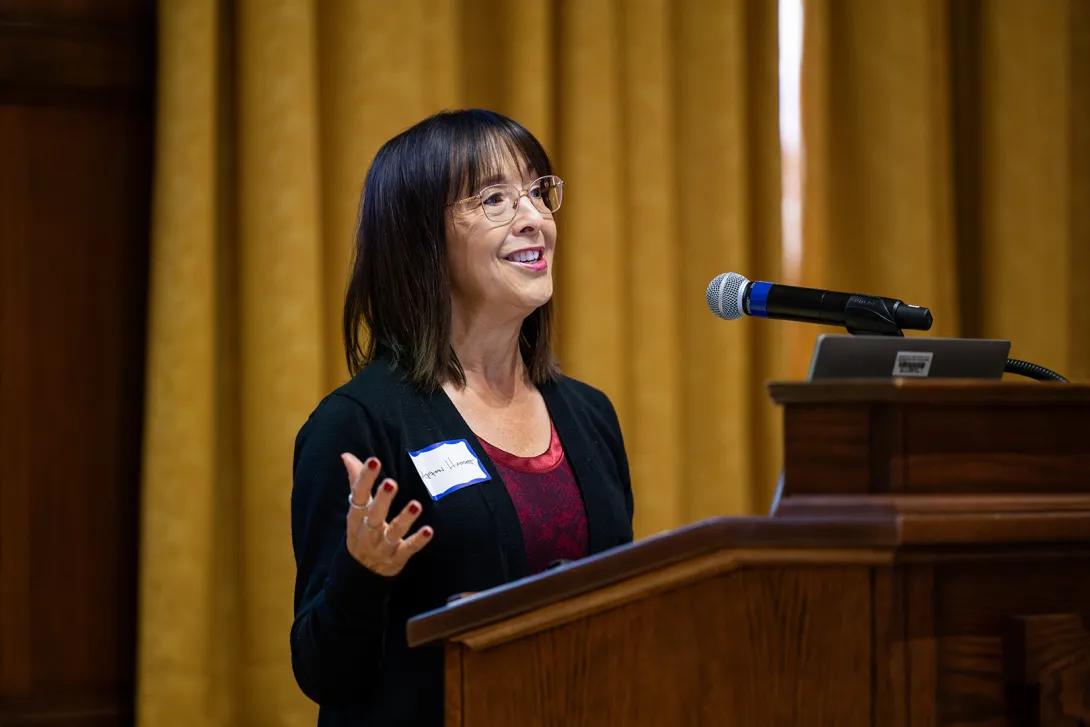 Data blitz presenter Afton Hassett, Psy.D., discusses the BACPAC Study