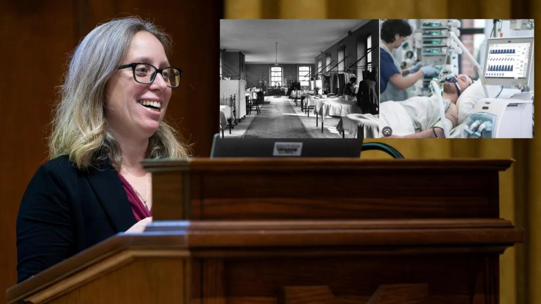 Wunsch gives her presentation at the podium
