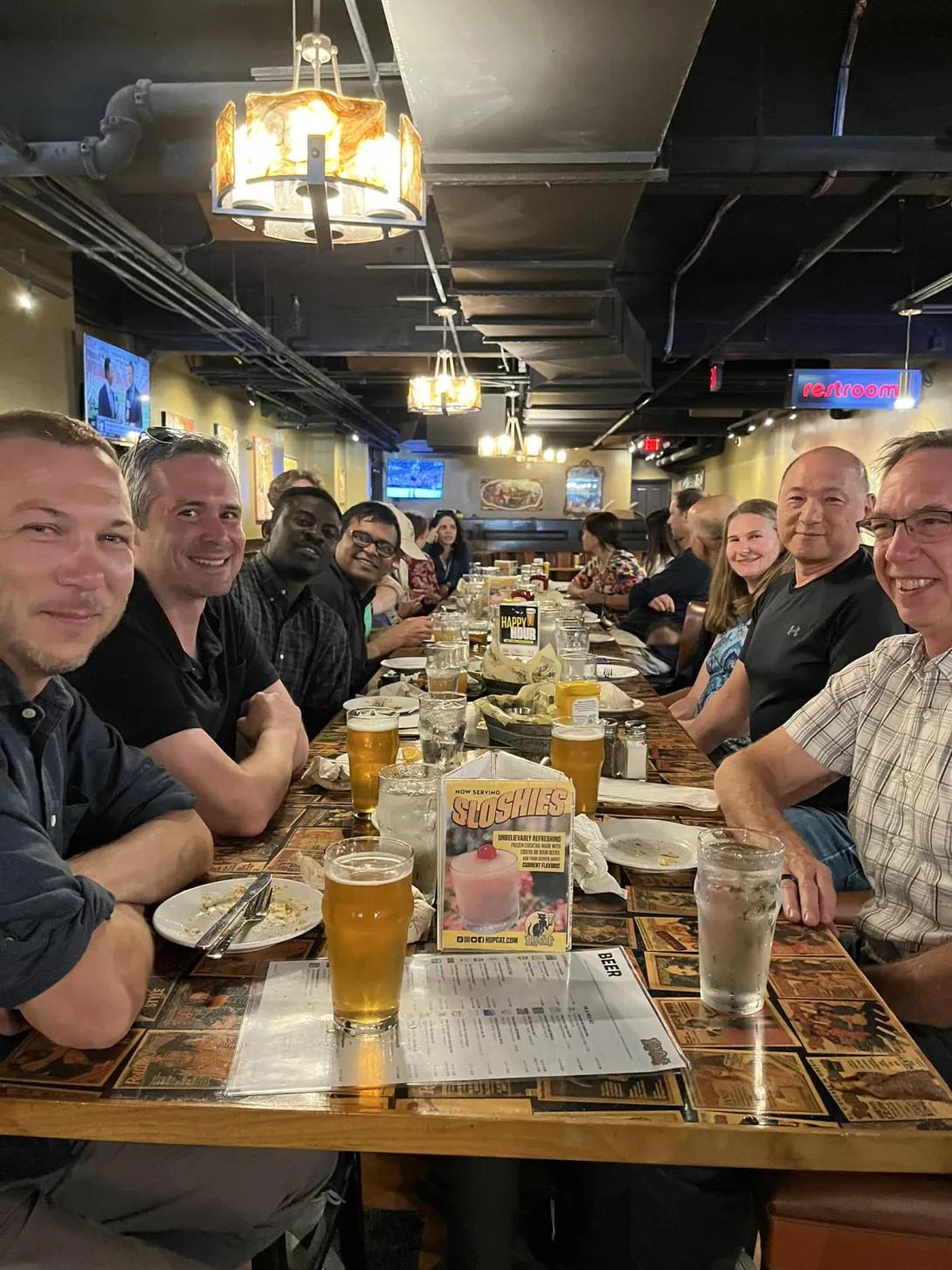 Pharmacology staff at a restaurant