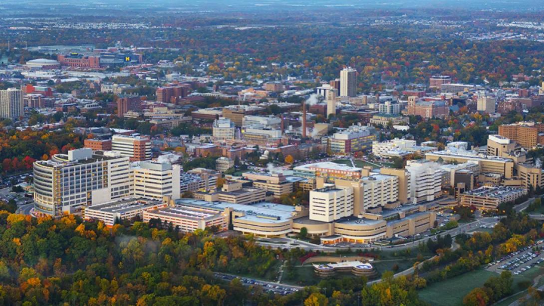 An overhead view of U-M campus