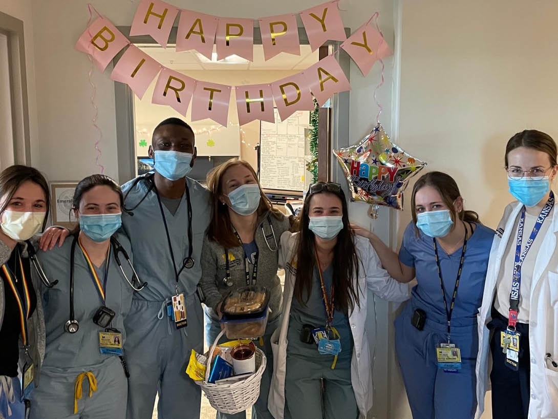 Internal Medicine residents at a birthday party