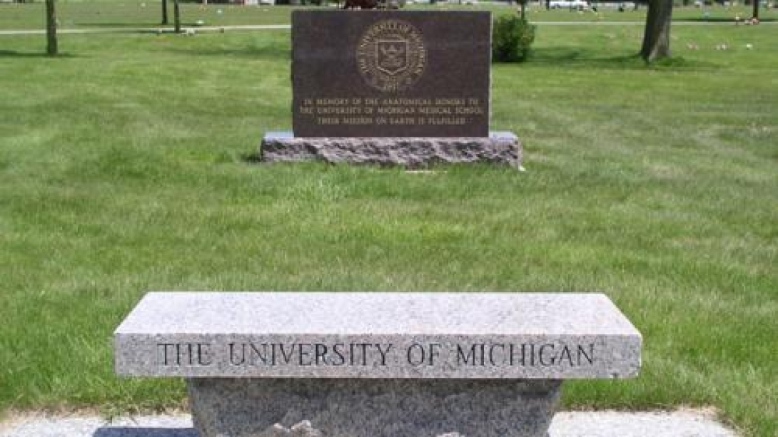 A memorial headstone