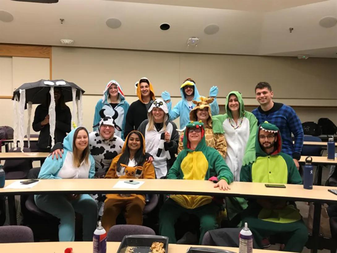 students dressed up in seminar 