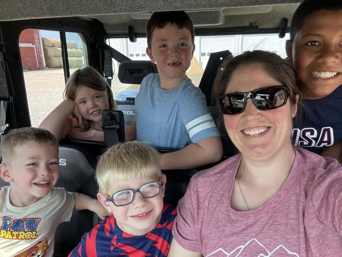 Sarah Hartley with her nieces and nephews