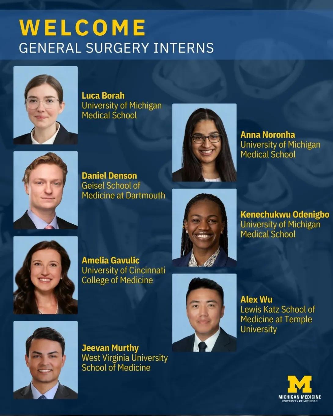 2025 general surgery intern welcome graphic