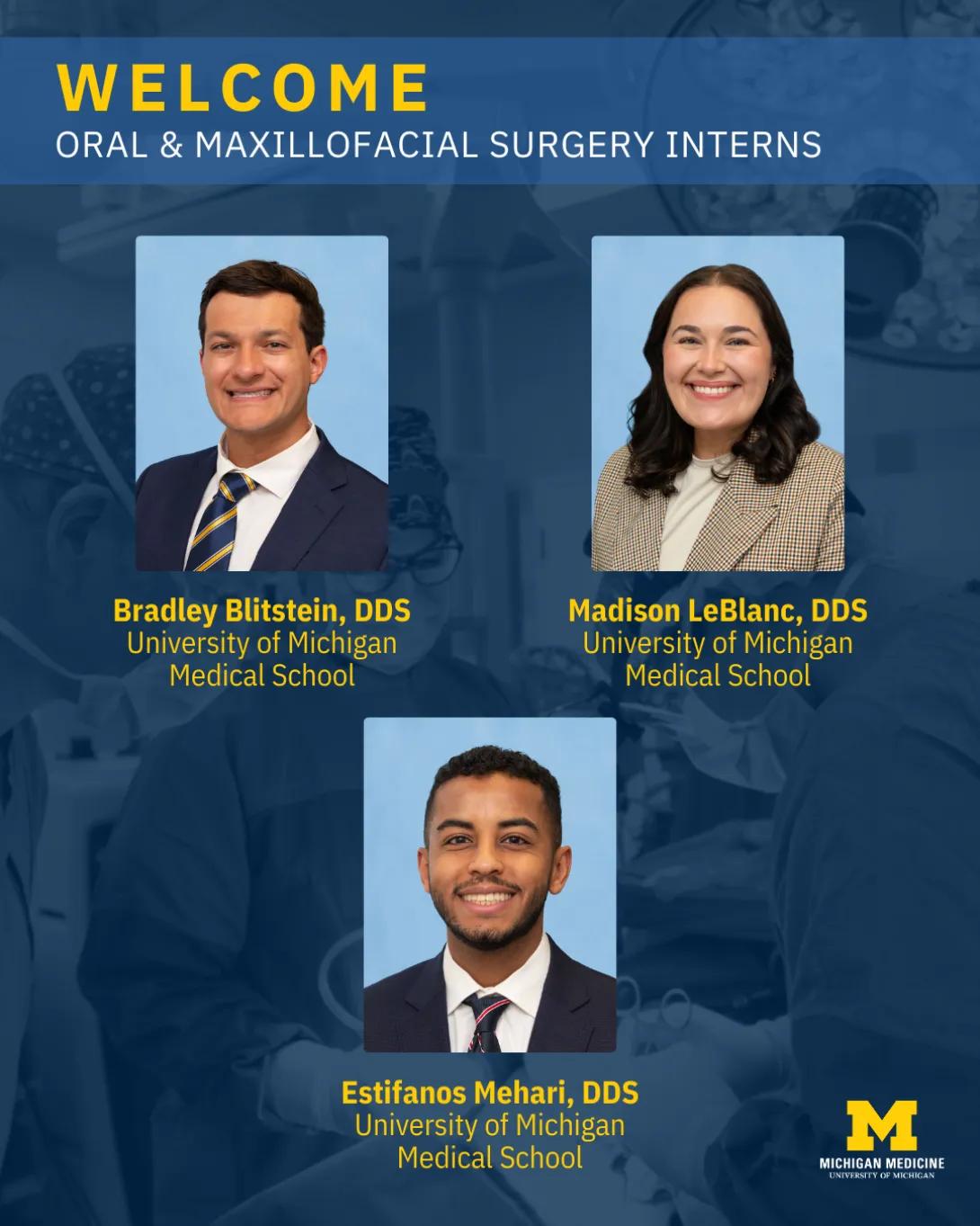 OMFS intern welcome graphic
