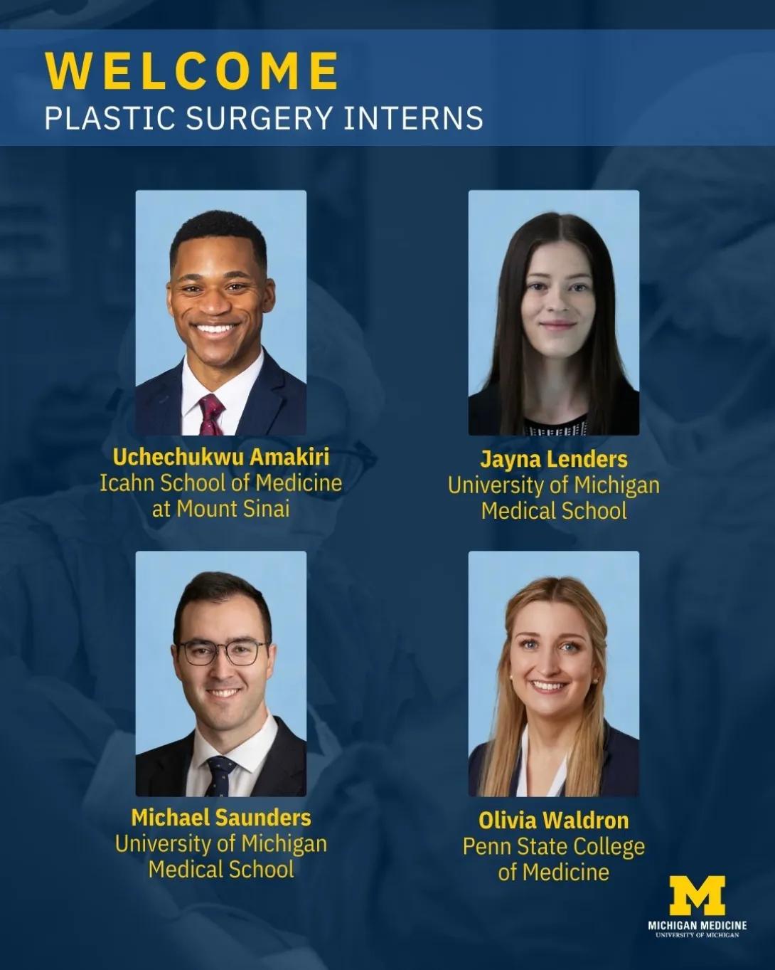 Plastic surgery interns welcome graphic