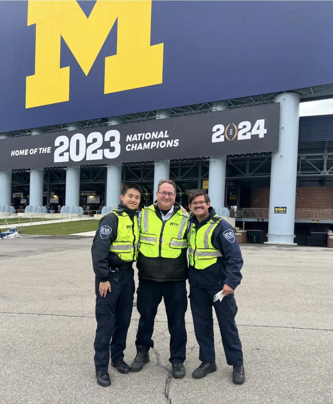 Thomas Chen, MS, working as a paramedic at the Big House
