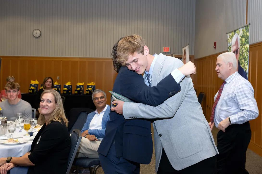 Ethan king gives a hug