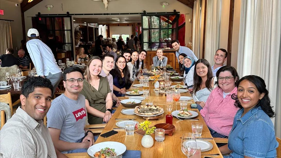Pediatrics Cardiology team members at a restaurant