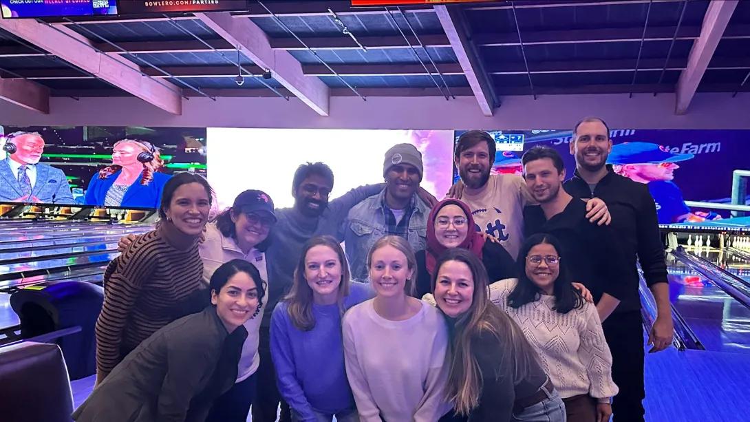 Pediatric Cardiology team members bowling