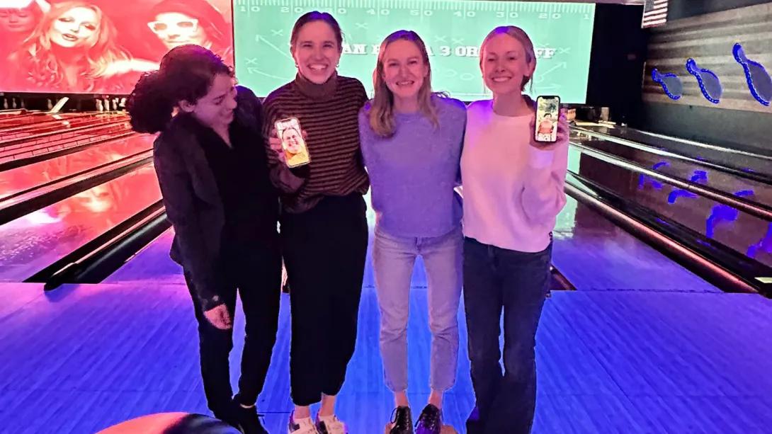 Pediatric Cardiology team members at bowling alley