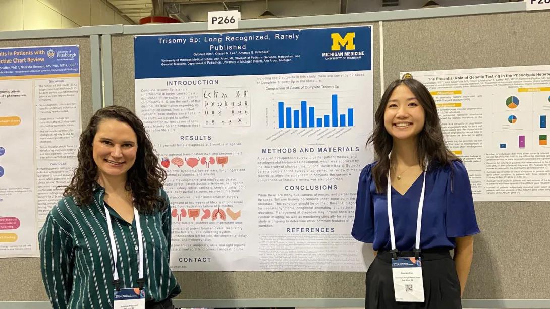 Pediatrics Medical Genetics trainees in front of research poster