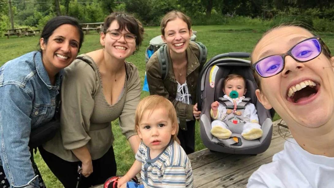 Trainees at the park with their children